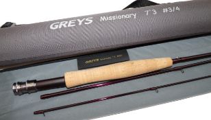 ROD: Greys of Alnwick The Missionary 7`3" 3 piece graphite trout fly rod, line rate 3/4, burgundy