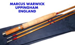 ROD: Marcus Warwick The Sniper 8`6" 2 piece + correct spare tip split cane trout fly rod, No.22866/