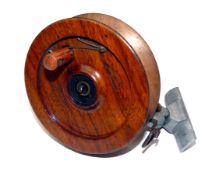 REEL: Milward The Brownie Patent 1921, side casting reel, red mahogany drum stamped "Milward`s The