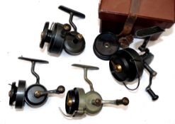 REELS: (4) Collection of four Hardy Hardex early spinning reels, a Hydra No.2 Mk2 salmon size with