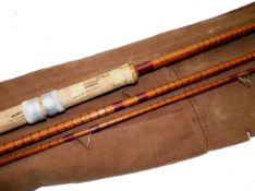 ROD: B James & Son London England Avon Perfection 11` 3 piece split cane river rod, burgundy close