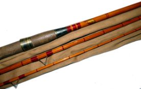 ROD: Early Allcock`s Wizard 11` three piece river rod, whole cane butt, gold oval logo, red agate