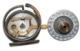 REEL: Hardy The Silex Major 3.75" alloy drum casting reel, factory brass rim brake, damaged spool,