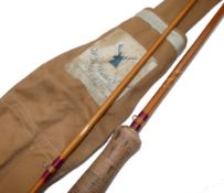 ROD: W.A. Carter & Son, Royal Exchange London 8`6" 2 piece split cane trout fly rod, fine condition,