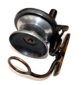 REEL: Fine Malloch Patent by 2 5/8" alloy trout side casting reel, reversible drum, backplate