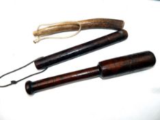 PRIESTS: (3) Collection of salmon/trout fishing priests incl. an early 11" turned fruitwood priest