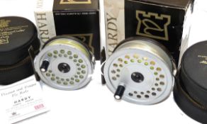 REELS: (2) Hardy Viscount 130 alloy trout fly reel, U shaped line guide, backplate tension adjuster,