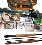 ACCESSORIES, 2 RODS & 2 REELS: Victor International 9` 2 pce carbon trout fly rod, line 7/8, fine