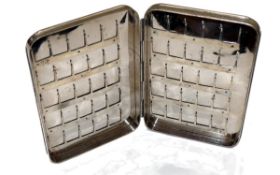 ACCESSORY: Rare Malloch Patent solid nickel fly box, 4"x3", polished inside and out, Malloch