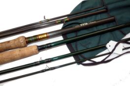 RODS: (2) Fibatube of Alnwick for Rivaz 16` 3 piece graphite salmon fly rod, lined guides, whipped