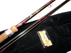 ROD: Bruce & Walker Cordon Bleu 14` 3 piece carbon grey salmon fly rod, purple whipped guides,