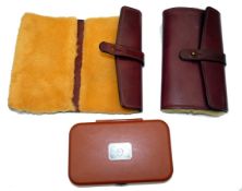 FLY BOXES: Pair of Anglers Classics, USA leather fly wallets, 7`5" x 4" with strap and stud,