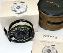 REEL: Orvis Battenkill Bar Stock 3 alloy trout fly reel, black finish, backplate brake adjuster,