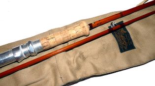ROD: J S Sharpe Aberdeen The Scotia 7`3" 2 pce impregnated cane spinning rod in fine condition,