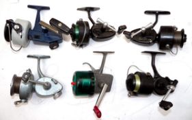 REELS: (6) Abu Sweden Cardinal 40 blue/grey spinning reel, LHW, foot stamp 770300, good, an Abu