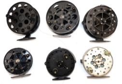 REELS: (6) Collection of six English Centrepin reels comprising JW Young Trudex, black bobble