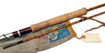 ROD: Edgar Sealey Redditch 8`6" 2 piece split cane trout fly rod, black close whipped, low bridge