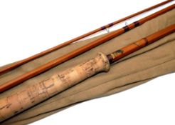 ROD: JS Sharpe The Aberdeen 11` 3 piece split cane fly rod, burgundy whipped guides, and copper