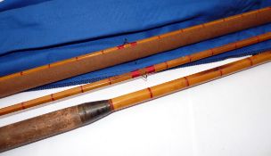 ROD: Malleson of Brooklyn 15` 3 piece + correct spare tip split bamboo salmon fly rod, rewhipped