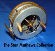REEL: Rare Allcock`s Unventilated alloy centre pin reel, 4" diameter solid alloy flanges, see