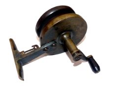 REEL: JE Miller of Leeds "The Chippendale" Patent casting reel 22271/1909, all brass first model,