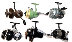 REELS: (6) Collection of 6 unusual fixed spool reels incl. a Pezon et Michel Luxor Mer bronze finish