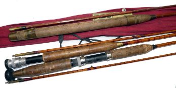 RODS: (3) E. Kerry, Pickering, York 9` 2 pce split cane trout fly rod, burgundy close whipped,