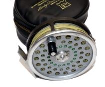 REEL & CASE: (2) Hardy Marquis Salmon No.1 alloy fly reel, U shaped line guide, backplate tension