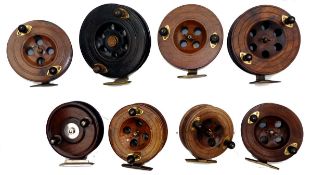 REELS: (8) Collection of 8 Scarborough pattern pier and big game reels in sizes 5"-7" diameters,