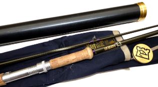 ROD: Hardy Favourite Graphite spinning rod, 10` 2 piece, grey blank, purple whipped low bridge