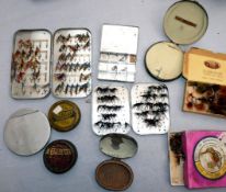 FLIES & BOXES: (Qty) Collection of assorted fly boxes and flies incl. a Wheatley alloy salmon clip