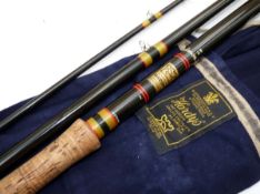 ROD: Hardy The Salmon Fly Rod 14` 3 piece black fibalite, line rate 7, low bridge guides whipped