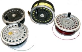 REEL & 3 SPOOLS: Hardy Marquis Salmon No2 alloy fly fishing reel, black handle, backplate tension