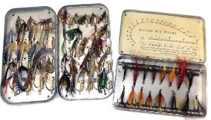 ACCESSORIES: Hardy alloy salmon clip box, 7" x 4" with security clip fittings, containing approx. 40