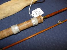 ROD: Early B James & Son London England 7`9" 2 piece built cane stalking/spinning rod, agate butt