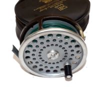 REEL & CASE: (2) Hardy Marquis Salmon No.1 alloy fly reel, U shaped line guide, backplate tension
