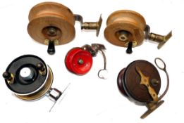REELS: (5) Collection of 5 unusual side casting reels incl. 2 x Revers, Biarritz, wooden drum side