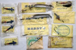 LURES: (12) Collection of 11 Hardy lures plus 1 Fly, all in maker`s yellow cards and in cellophane