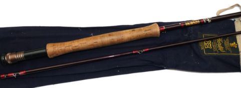 ROD: Hardy Graphite Deluxe fly rod, 10`6" pce, burgundy blank whipped burgundy tipped red, line