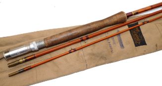 ROD: Sharpe`s The Aberdeen 9` 3 piece impregnated cane trout fly rod, burgundy whipped guides,