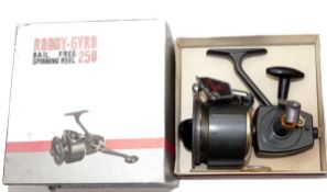 REEL: Gilfin Roddy Giro 250 spinning reel, unusual line pick up, folding handle, ratchet lever,