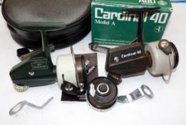 REELS: (2) Abu Cardinal 44X green/cream spinning reel, fine condition, foot stamp 751100, folding