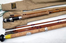 RODS: (2) JS Sharpe of Aberdeen The Scottie 12` 3 piece + correct spare tip split cane salmon fly