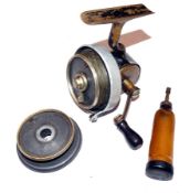 REEL & SPARES: Helical Casting Reel Co., salmon size threadline spinning reel, LHW, brass gear and