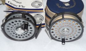 REELS: (2) Hardy The Princess narrow drum alloy fly reel, U shaped line guide, rim tension adjuster,