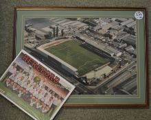 1984-1987 Hereford United Football Club Ground Coloured Photograph, size 57 x42cm and mf&g, t/w a