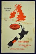 1950 British Lions v Canterbury rugby programme – played on 3rd June with the Lions winning 16-5 –