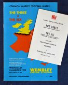 1973 The Three v The Six Football Match Programme dated 03/01/1973 at Wembley countried include