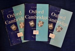 3x Oxford v Cambridge University Rugby programmes from the 1950s - to include’ 54,’ 57, and’ 58 -