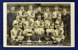 Interesting 1931 Wycombe Wanderers Football Post Card of the team pictured with the Amateur Cup,